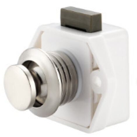 5 Pcs Bouton Poussoir Loquet sans Clé, Serrure de Porte Meuble Fermoir, Bouton Loquet Verrou pour RV Caravane Placard Meuble de d'Épaisseur (blanc)