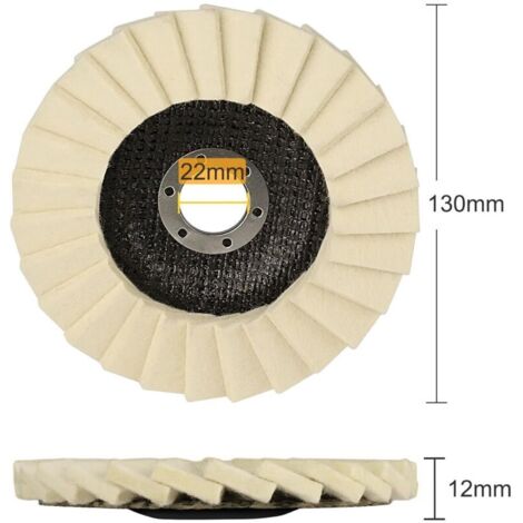 5 PCS Disque de polissage pour meuleuses d'angle, feutre, rondelle dentelée，Disque de polissage brillant 125 x 22,2 mm