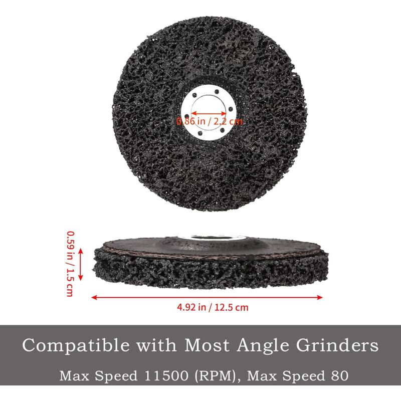 5 Pcs Disque Meuleuse 125mm, Disque de Nettoyage, Disque Abrasif pour Meuleuse D'Angle, Disques de Nettoyage Meuleuse CSD Disque (5)