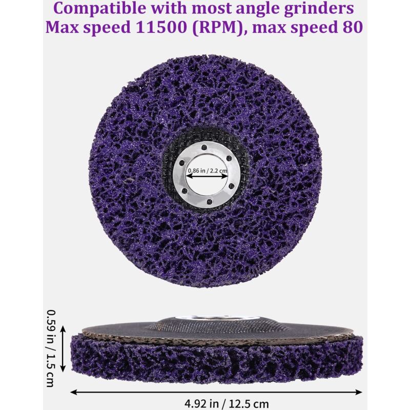 5 Pcs Disque Meuleuse,125 x 22 mm, Disque Abrasif pour Meuleuse D'angle, Disque de Nettoyage Abrasif CSD disques de nettoyage grossier pour Enlever
