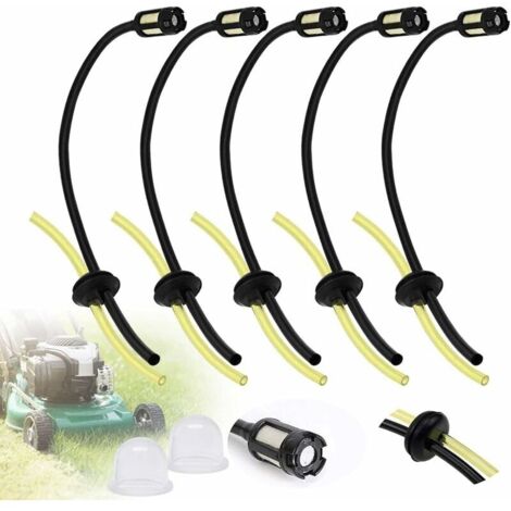 5 PCS Durite essence Debroussailleuse en Caoutchouc Kit de Joint de Tuyau D'essence avec Filtre Universel Filtre à Essence ave 2 Ampoules d’Apprêt pour Tondeuse à Gazon(27cm)