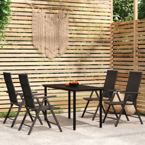 5 pcs Ensemble de salle à manger de jardin Salon de jardin Mobilier de salle à manger Noir RJTRX575213