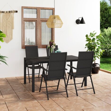 5 pcs Ensemble table à manger et 4 Chaisess de jardin, Salon de jardin noir pewv86597 DESIGN IN