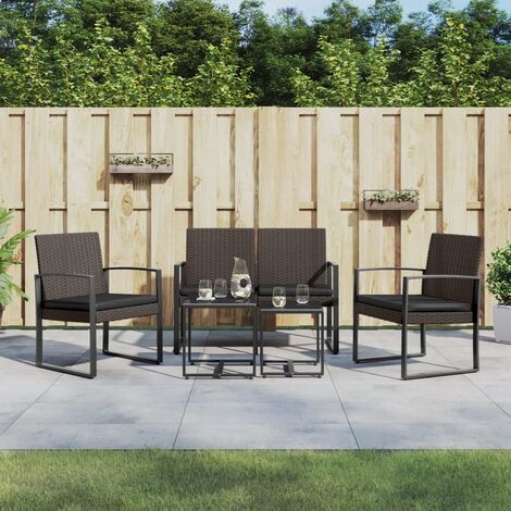 5 pcs Ensemble Table et Chaise de Jardin Contemporain Ensemble Table à manger + 4 chaises et coussins marron rotin PP 30459
