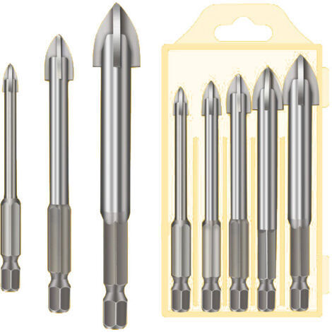 5 Pcs Foret, Foret De Maçonnerie En Carbure De Tungstène Set Pour Métal Acier, Tuile De Céramique Porcelaine, Béton, Brique, Plastique Et Bois