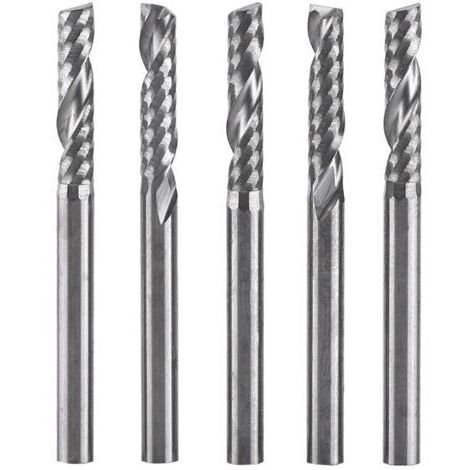 5 pcs Fraise 1/8", Fraise en bout pour aluminium, Single Flûte Fraises de fraisage, Fraise Flute, 3.175mm12mm carbure nez plat fraise mèches flûte pour bois aluminium acier titane