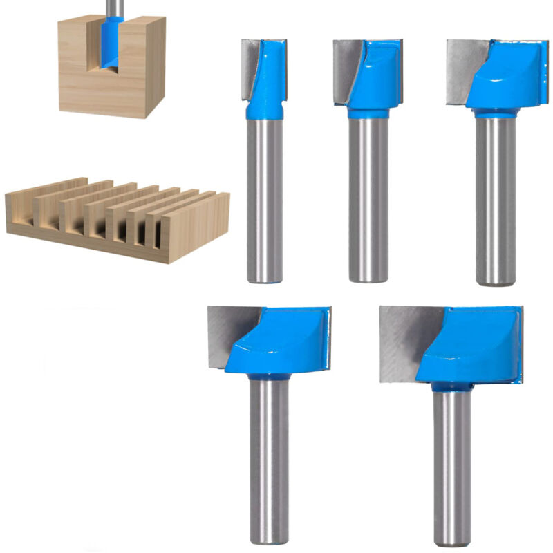 Shining House - 5 Pcs Fraise Defonceuse Bois 8mm Kit, Fraise Defonceuse Droite, Long Stright Router Bit 10/15/20/25/30mm, pour Travail du Bois,