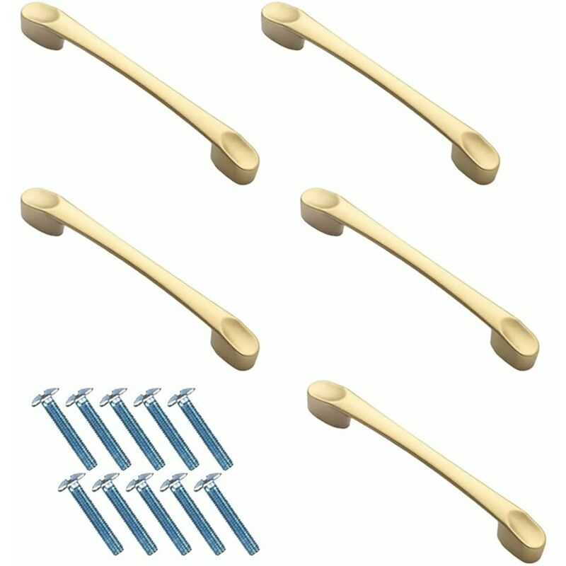 5 Pcs Gold Funiture Handles Aluminium Alloy Door Handles Golden Drawer Door Cabinet Handles for Cupboard Door Drawer