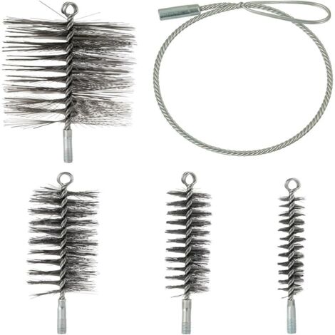 5 Pcs Kit de Hérisson Ramonage, Kit Nettoyage Gaine Souple, pour Le Nettoyage des Tuyaux de Poêle et L'élimination de la Rouille, Ensemble Brosses pour Tuyaux