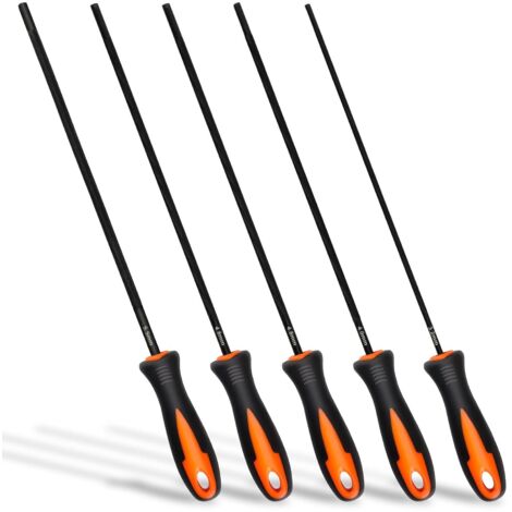 5 PCS Lime Tronconneuse, Chaine pour Affutage de Tronconneuse avec Poignée, Dimensions 3,2 mm, 4,0 4,8 5,5 Limes d'Affûtage Qualité Professionnelle -