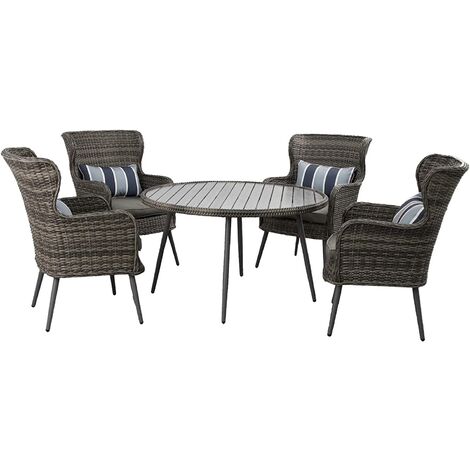5 PCS Luxury Rattan Dining Set & Table & Chairs Set