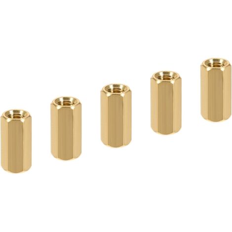 5 pcs M5 Espaceurs, Laiton Hex pcB Entretoises Écrous, Conserver Hauteur Cohérent, Excellent pour Carte Mère, Circuit Carte, Électronique (Or Tone, 15mm)