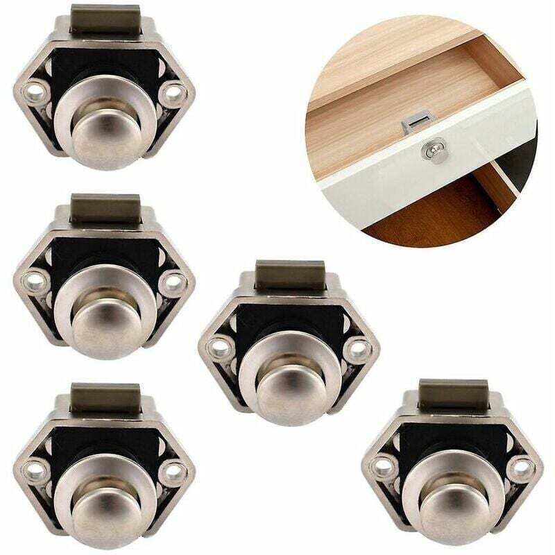 5 pcs Mini Bouton Poussoir Tiroir Placard Porte Catch Lock Caravan Motorhome Boat Chrome Bouton