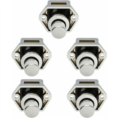 5 pcs Mini Bouton Poussoir Tiroir Placard Porte Loquet De Verrouillage Caravane Camping-car Nickel Bateau Bouton- Nickel