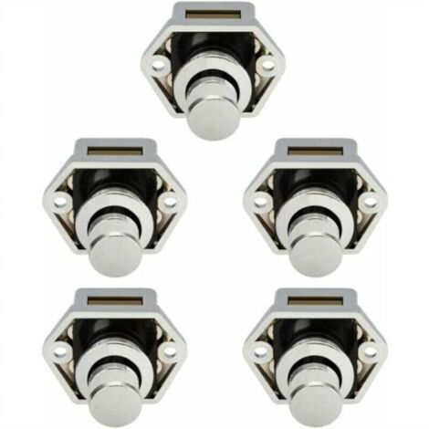 5 pcs Mini Bouton Poussoir Tiroir Placard Porte Loquet De Verrouillage Caravane Camping-car Nickel Bateau Bouton- Nickel
