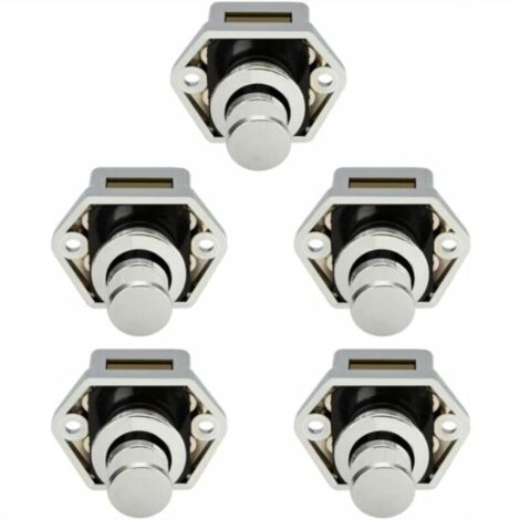 5 pcs Mini Bouton Poussoir Tiroir Placard Porte Loquet De Verrouillage Caravane Camping-car Nickel Bateau Bouton- Nickel