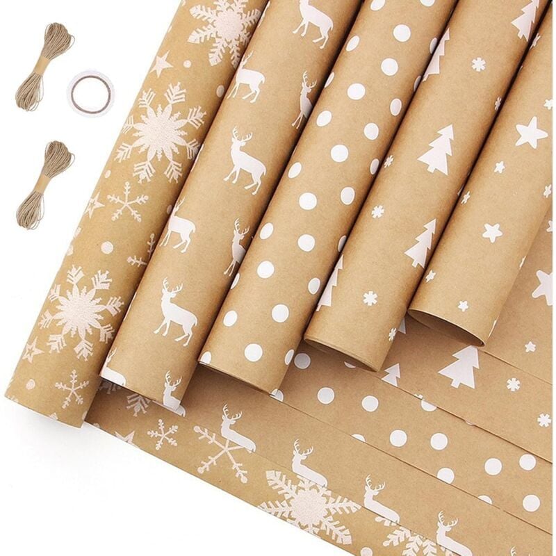 SNQ - 5 pcs Papier Cadeau Papier Cadeau Rouleau Papier Cadeau Noël 43cm3m Papier Cadeau Noël pour Enfant Emballage des Cadeaux de Noël, pour les