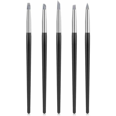 5 Pcs Pinceau SiliCône Flexible Stylo à Sculpture Argile Pinceaux de Sculpture Pour l'argile Shaper Pointes en Caoutchouc Outils de Modelage Bricolage Artisanal pour Gravure Peinture Manucure-Fei Yu