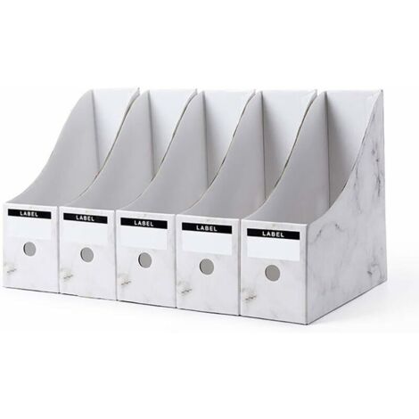 5 Pcs Porte-revues, Fichier Boîte Range-revue pour Rangement Organisateur Document Papier A4 Magazine Livre de Bureau École Maison (Blanc)