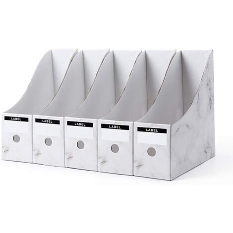 5 Pcs Porte-revues, Fichier Boîte Range-revue pour Rangement Organisateur Document Papier A4 Magazine Livre de Bureau École Maison (Blanc)