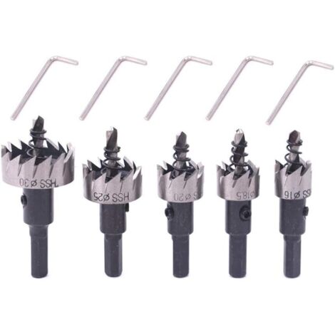 5 Pcs Scies-Cloches MéTal en Acier Inoxydable 16 mm  18,5 mm  20 mm  25 mm  30 mm
