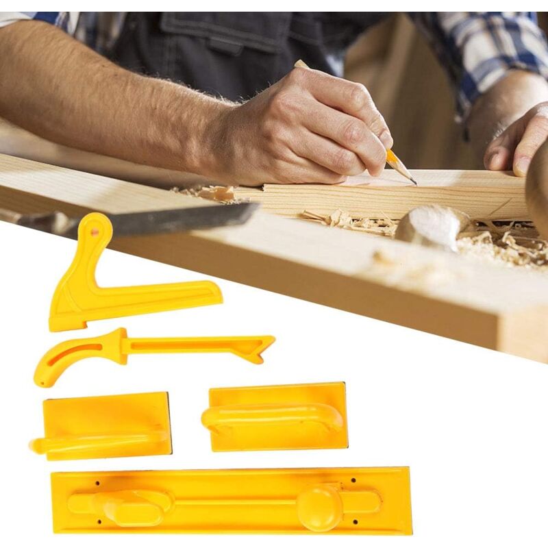 Sjqka - 5 pcs Sécurité Push Bloc Stick Set Table Scie cessoires Bois Routeur Table Outils Utiliser Sur Table Scie Dégauchisseuse Scies à Ruban