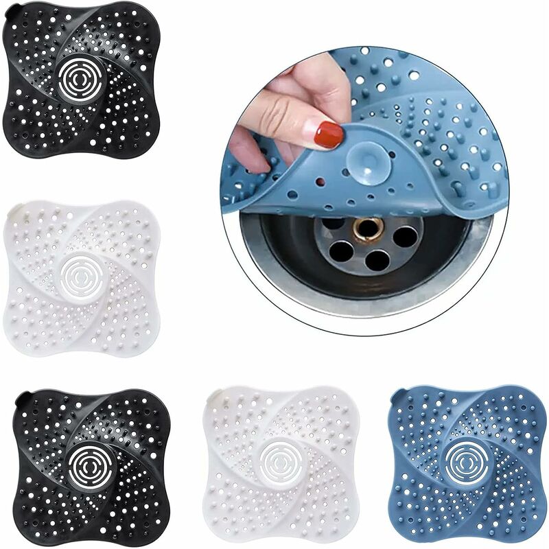 5 Pcs Shower Hair Catcher, Shower Hair Filter, Shower Hair Catcher with 4 Strong Suction Cups for Tub, Bathroom, Tub, Kitchen Modou