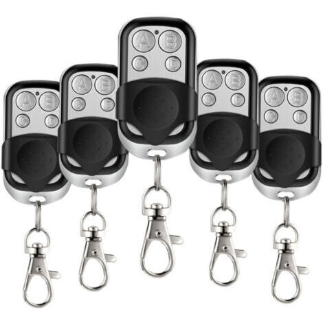 5 Pcs Telecommande Universelle Portail, 433,92 MHz Télécommande Garage sans Fil à 4 Boutons avec Couvercle Coulissant Porte Clés pour Porte Garage Électrique