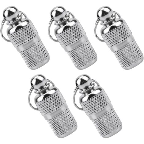 5 Pcs Tube d'étiquette d'Identification Porte-Adresse Anti-Perdue Pendentif Identification étanche Collier Barrel Tube ID pour Chien Chat Animaux de Compagnie Argent en Acier Inoxydable-Fei Yu