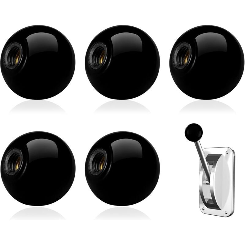 5 perillas de palanca esférica M10 x 35 mm, mango redondo negro, rosca interna de latón, para operación de máquina, manijas de repuesto