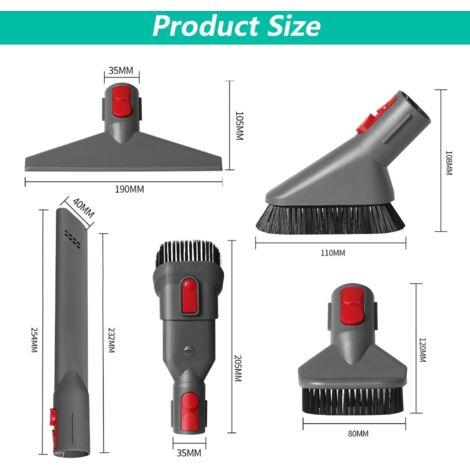 5 pezzi accessori per aspirapolvere per Dyson, con 3 spazzole per aspirapolvere e 2 ugelli per aspirapolvere, pezzi di ricambio per aspirapolvere, per Dyson V7 V8 V10 V11, per la pulizia di pavimenti,