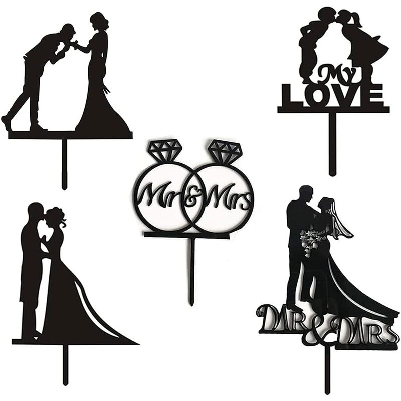 Dontodent - 5 pezzi Cake Topper Mr e Mrs Wedding