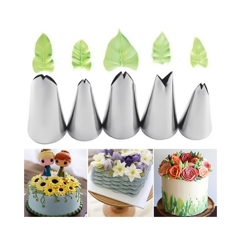 5 pezzi di ugelli per pasticceria a bocca rotonda