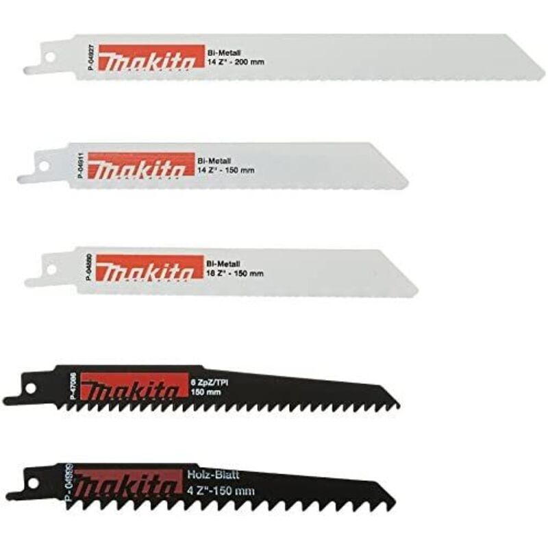 Set di lame per seghe alternative - per legno, metallo - 5 pezzi - Makita