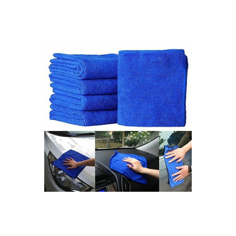 5 pièces bleu doux absorbant chiffon de lavage voiture microfibre serviettes de nettoyage