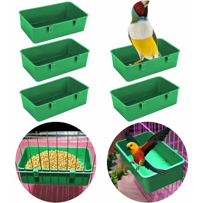 Ensoleille - 5 pièces cage à oiseaux tasse mangeoire support plateau oiseau baignoire bol bassin suspendu bain d'oiseau jouet eau douche boîte pour