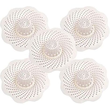 5 Pices Couvercles De Drain De Douche(blanc) Crpine Drain Stopper Bouchon De Vidange Crpine Panier De Crpine Filtre D'vier Douche Drain Attrape-ch