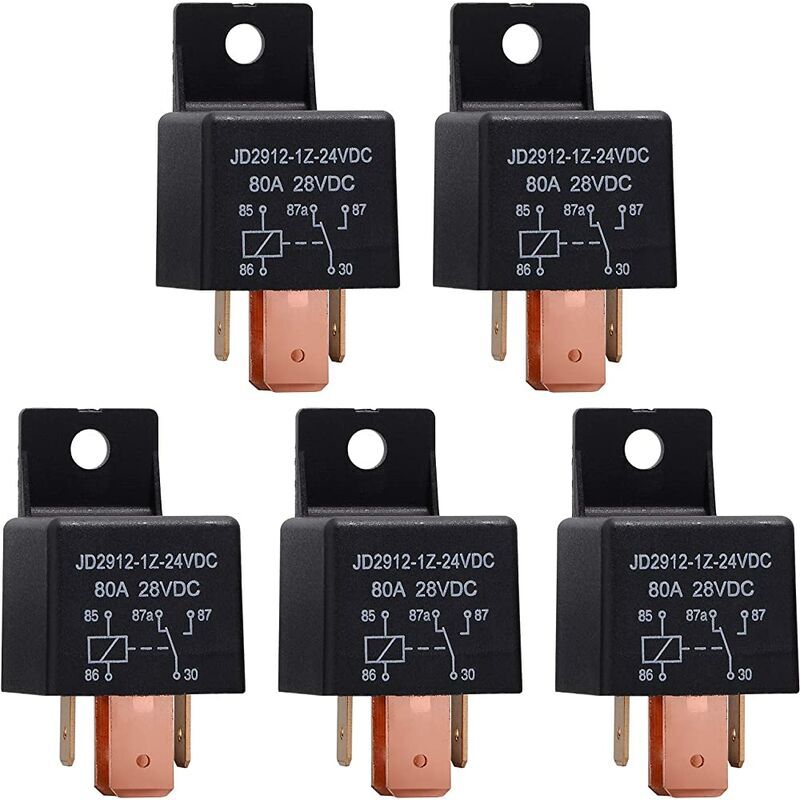 Ayyqh - 5 Pièces Relais 24V 80A 5 Broches, Automobile Relais JD2912-1Z-24V80A 28VSPDT Camion Bateau Van véhicules de commutateur