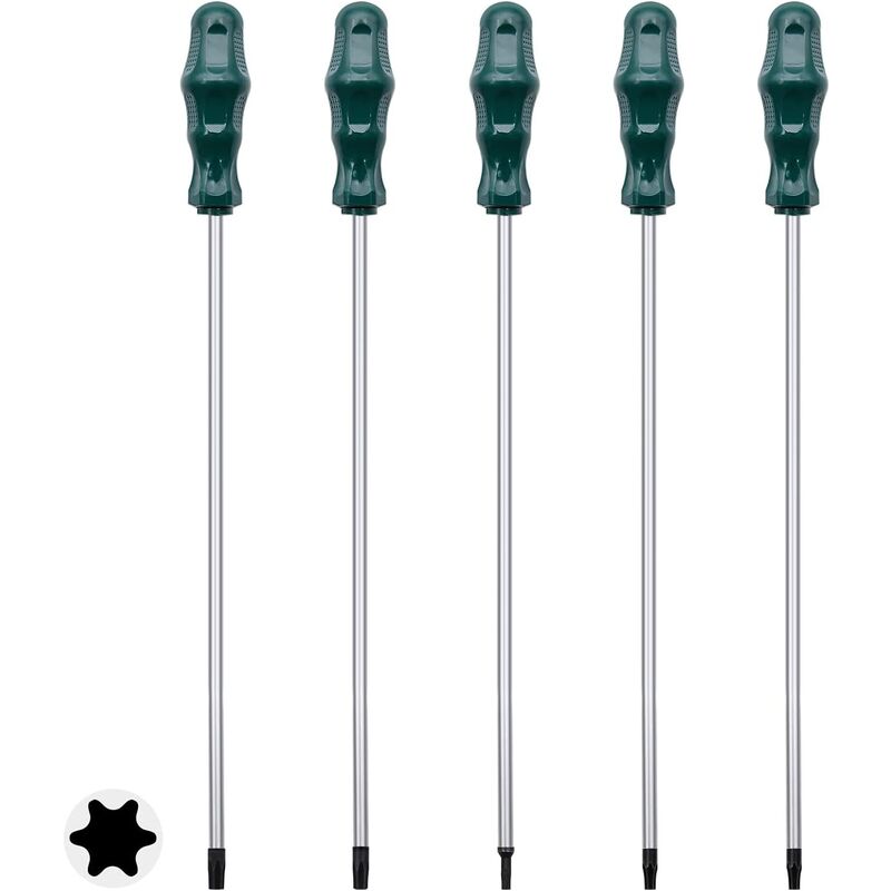 5 pièces] tournevis à six fleurs interne allongé 400MM longueur hexagonale vis T15/T20/T25/T27/T30