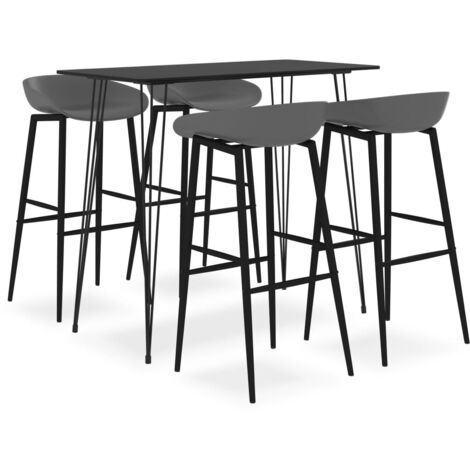 5 Piece Bar Set Black and Grey vidaXL