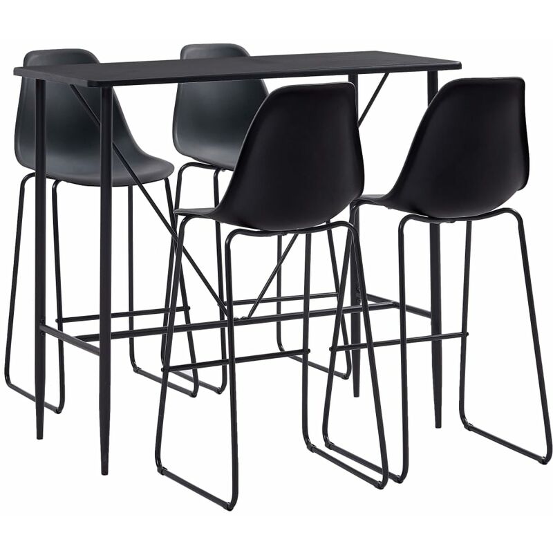 5 Piece Bar Set Plastic Black - VIDAXL