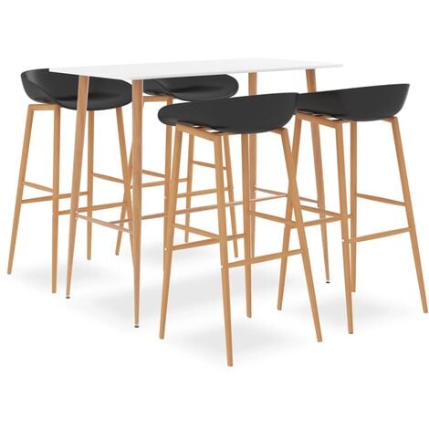 5 Piece Bar Set White and Black