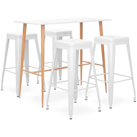 5 Piece Bar Set White vidaXL