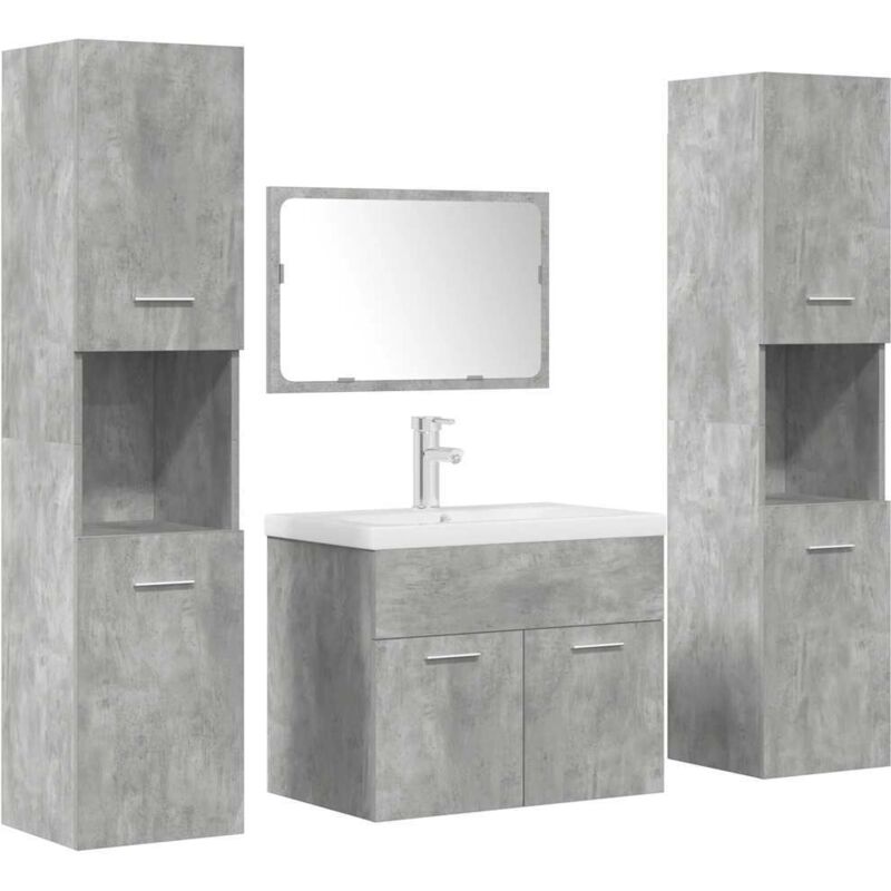 5 Piece Bathroom Furniture Set Concrete Grey Engineered Wood Vidaxl