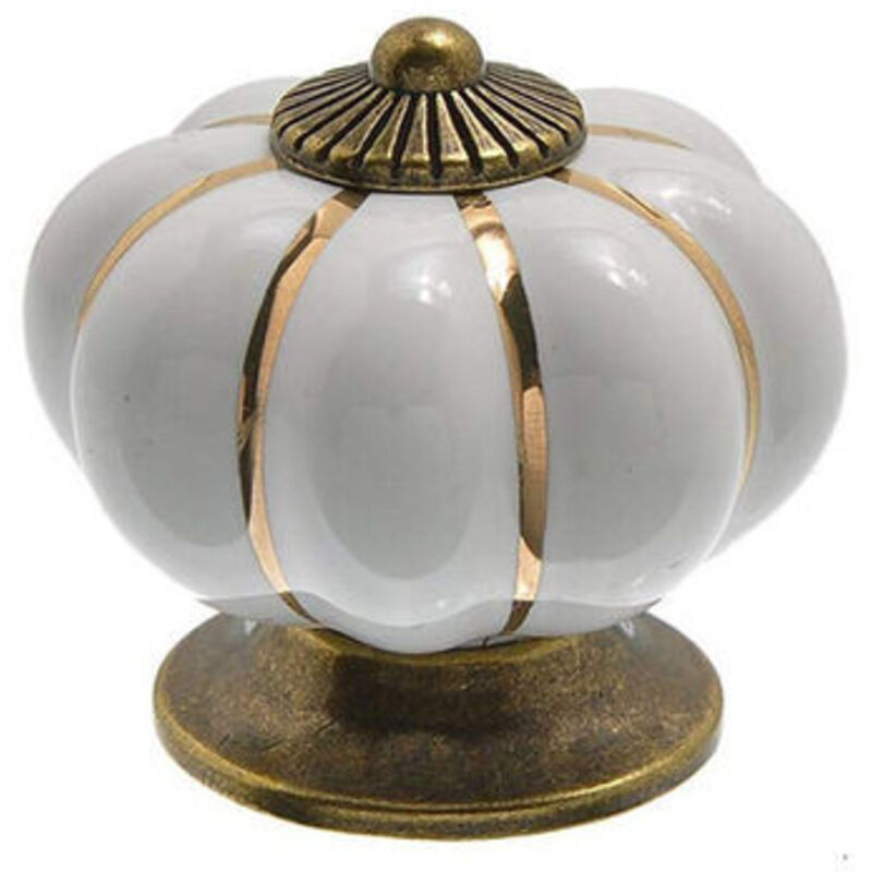 5-Piece Ceramic Furniture Knob Vintage Cabinet Handle with Screws for Wardrobe Drawers Dresser - White