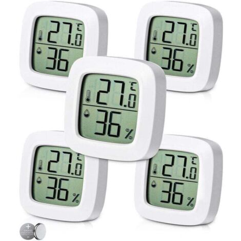 5-Piece Digital Indoor Thermometer Hygrometer Set, Comfort Level Indicator, Small High-Precision Digital Thermometer Hygrometer, Baby Room Thermometer for Living Room, Warehouse, Bedroom