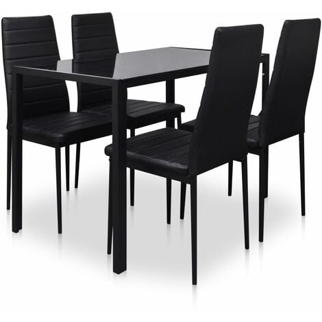 5 Piece Dining Table Set Black