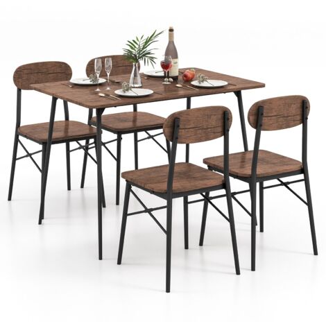 5 Piece Dining Table Set Rectangular Table & 4 Chairs Kitchen Wooden Furniture