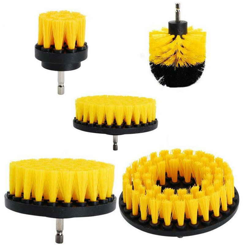 5-Piece Drill Brush Set, Drill Brush Cleaning Tool Kit, Drill Brush for Bathroom Surfaces, Floors, Bathtub Tiles and Cars (Set of 5 (2" 3.5" 4" solid