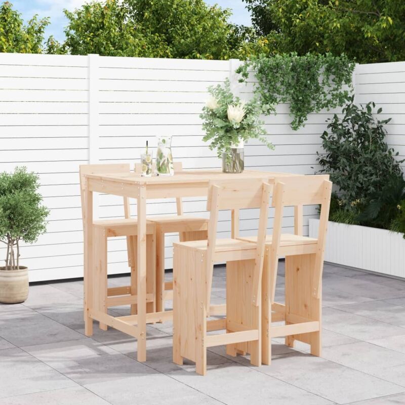 5 Piece Garden Bar Set Solid Wood Pine Vidaxl